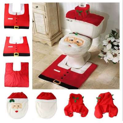 Christmas Toilet Seat Cover Toilet Rug Set Santa Toilet Seat Cover